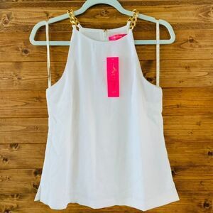 NWT Lilly Pulitzer Adrienne Halter Top Resort White